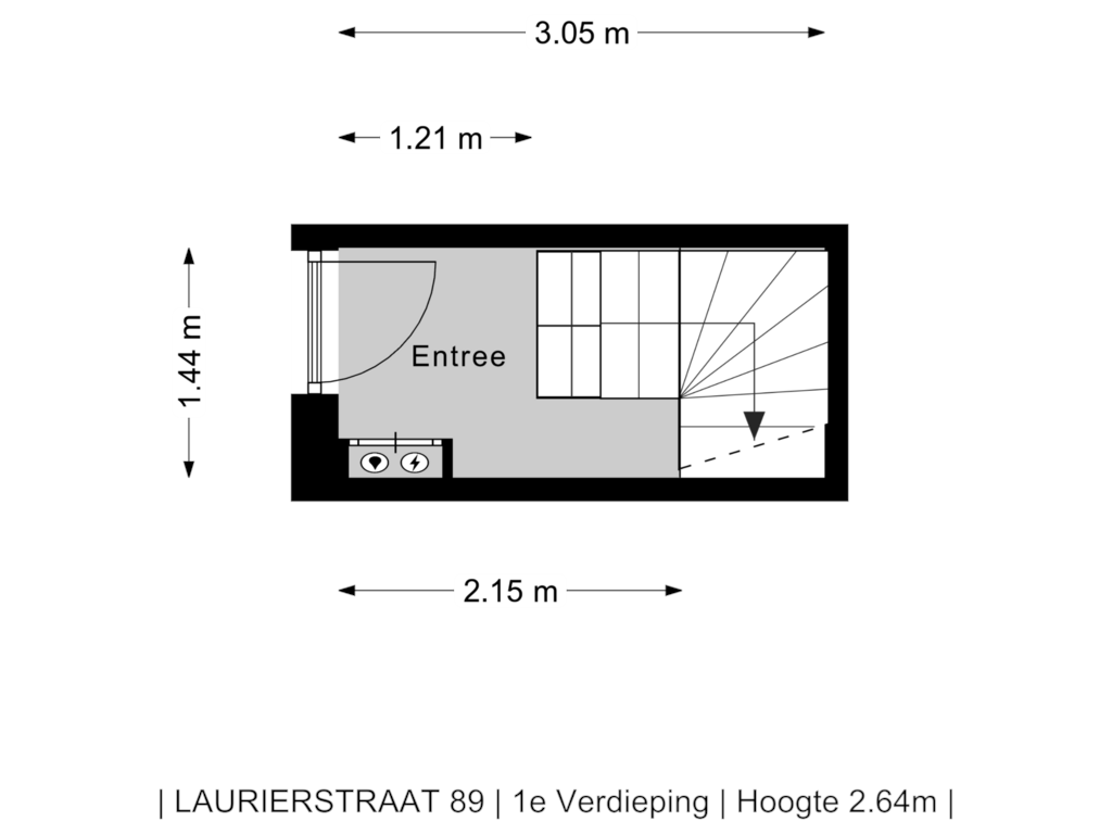 Bekijk plattegrond van 1e Verdieping van Laurierstraat 89