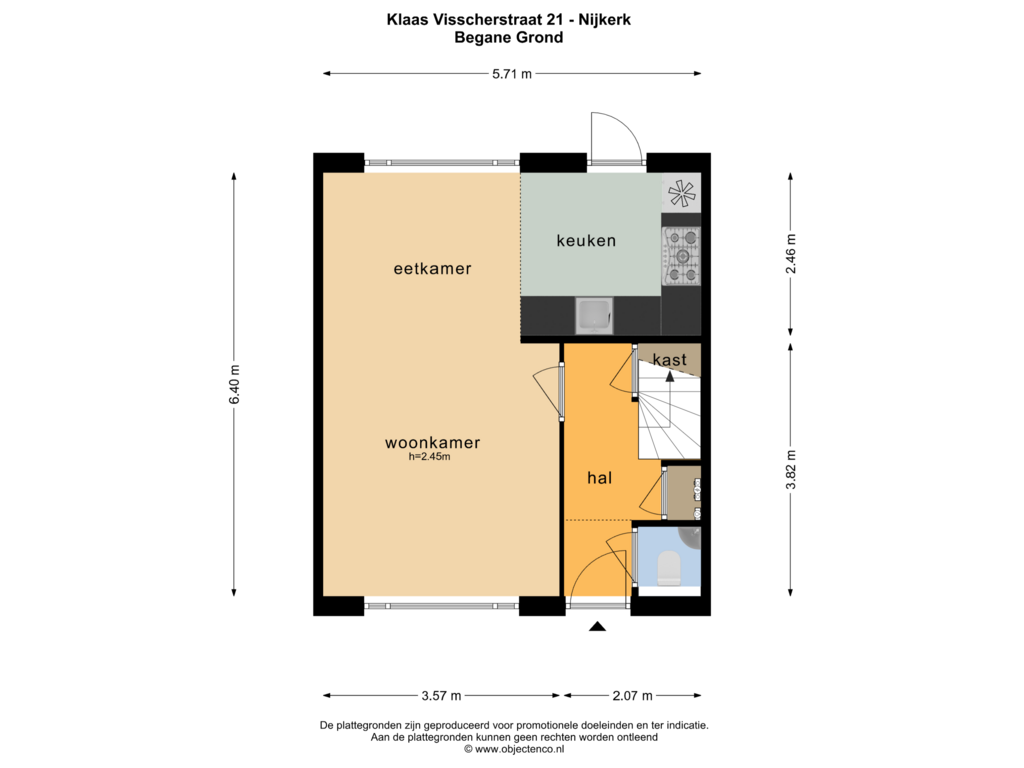 Bekijk plattegrond van BEGANE GROND van Klaas Visscherstraat 21