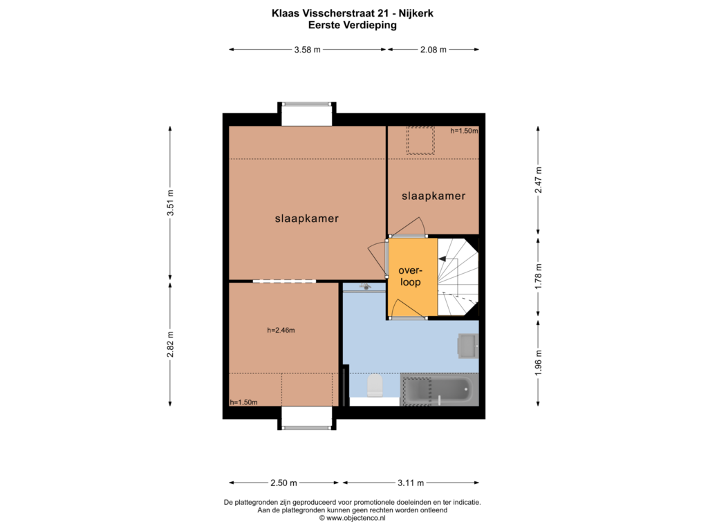 Bekijk plattegrond van EERSTE VERDIEPING van Klaas Visscherstraat 21