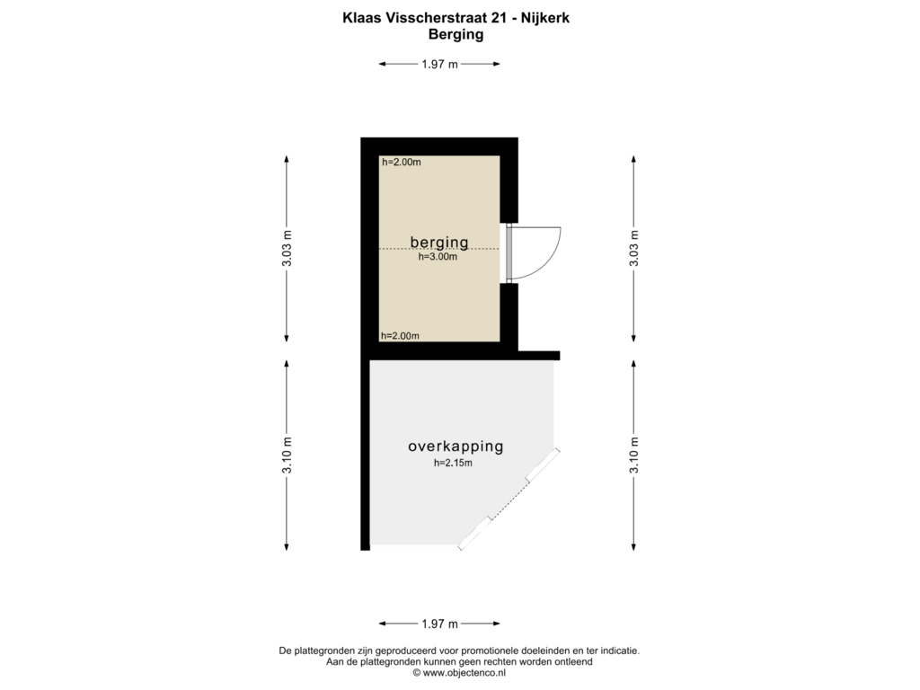 Bekijk plattegrond van BERGING van Klaas Visscherstraat 21