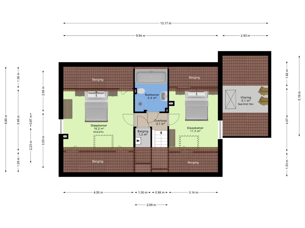 View floorplan of 1e verdieping of Zeskampen 10