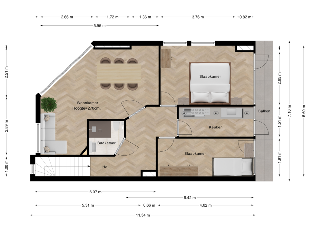 Bekijk plattegrond van Appartement van Voorthuizenstraat 29