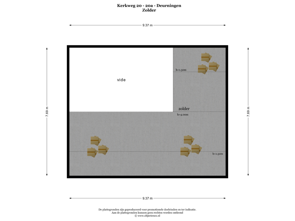 View floorplan of Zolder of Kerkweg 20