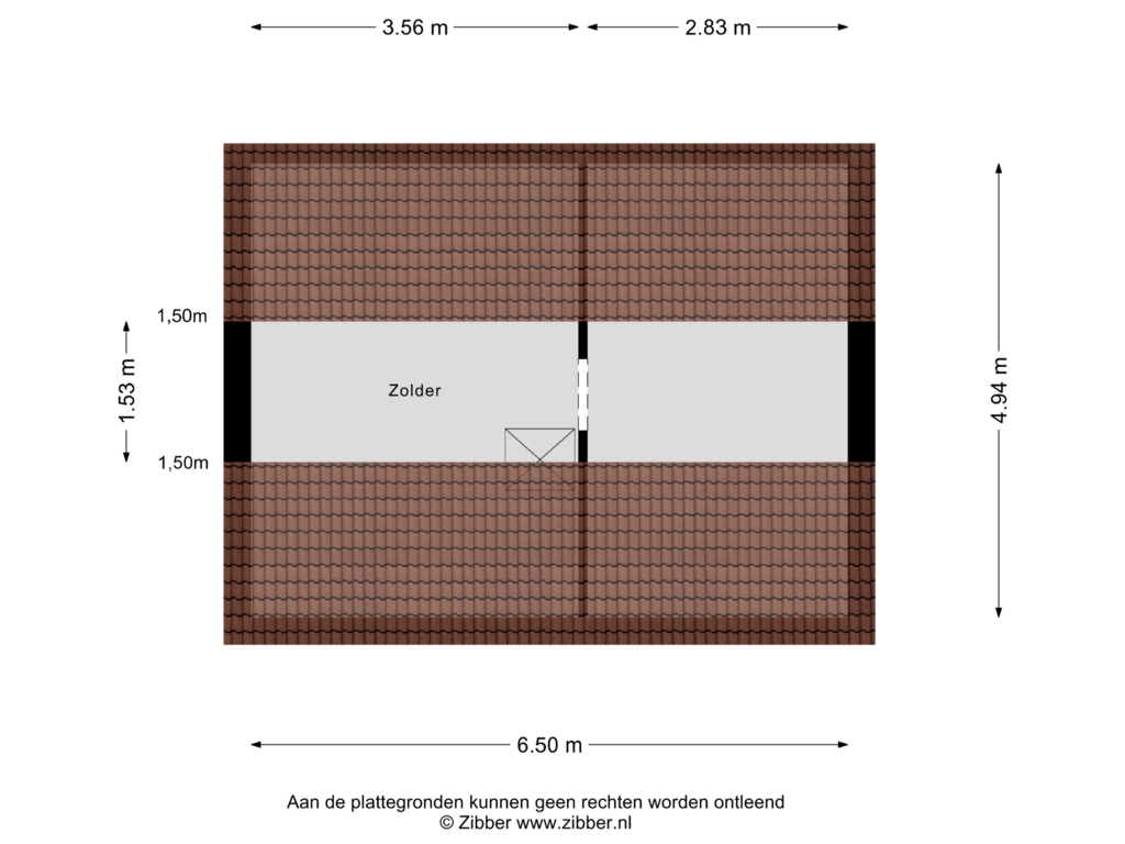 View floorplan of Zolder of Burg. Garreltsweg 42