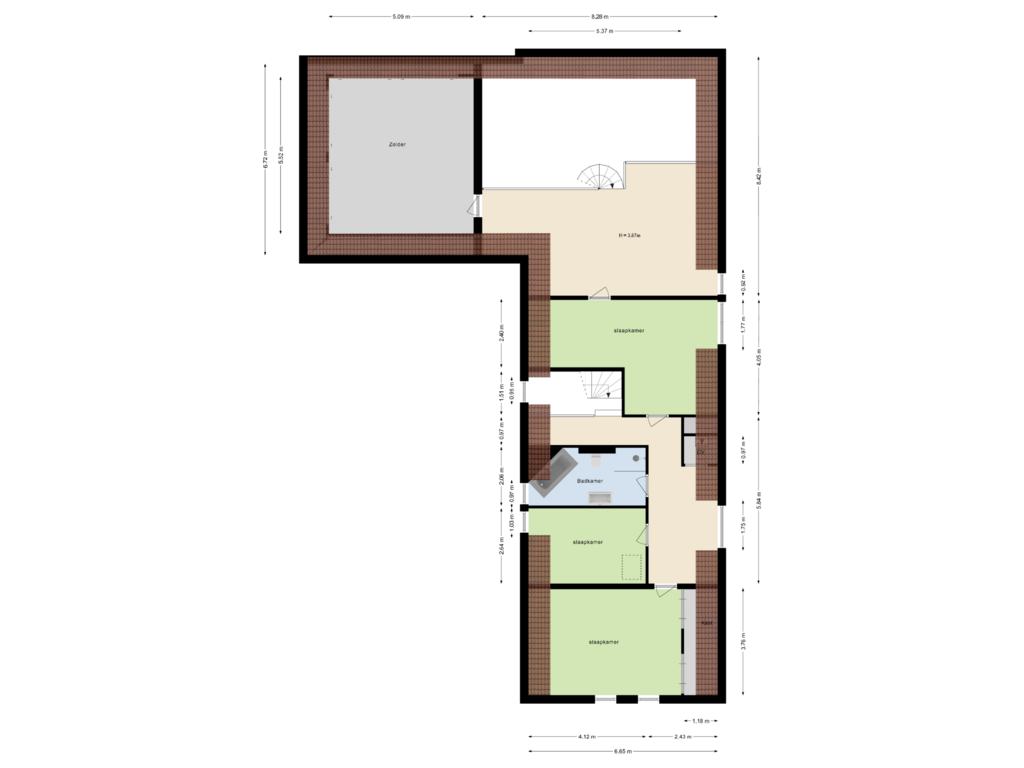 View floorplan of Eerste verdieping of Hombergstraat 13