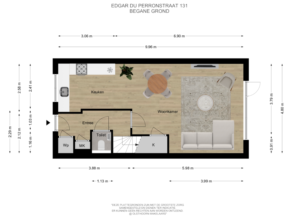 Bekijk plattegrond van Begane grond van Edgar du Perronstraat 131