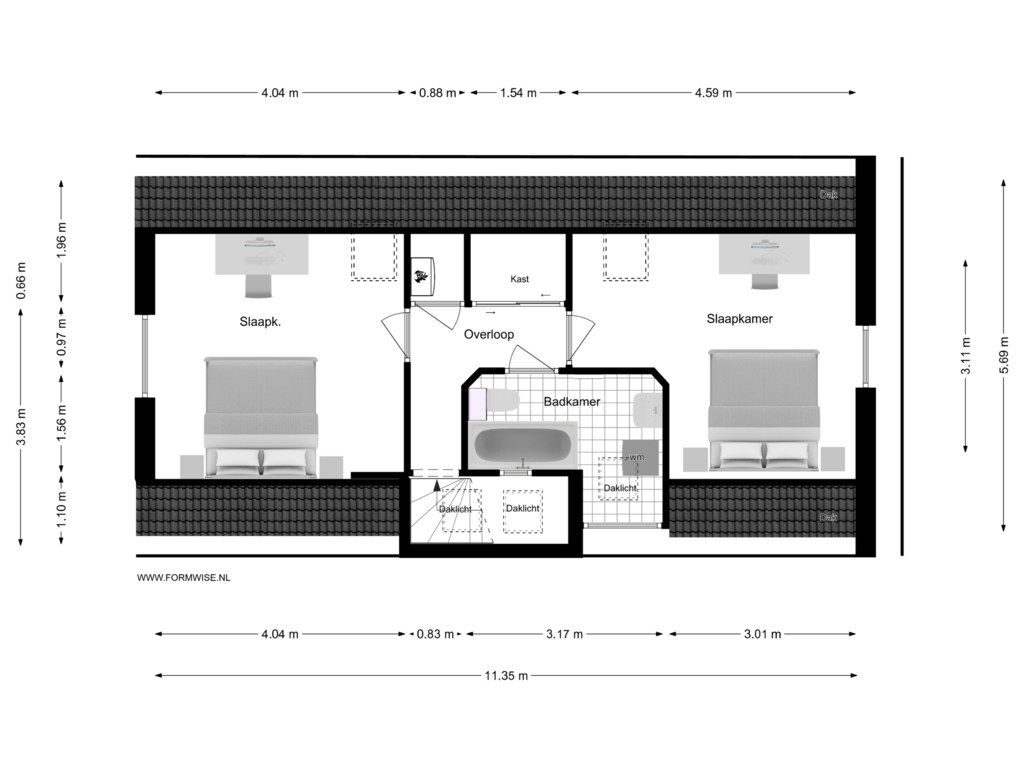 View floorplan of 4e VERDIEPING of Spinozastraat 21-3