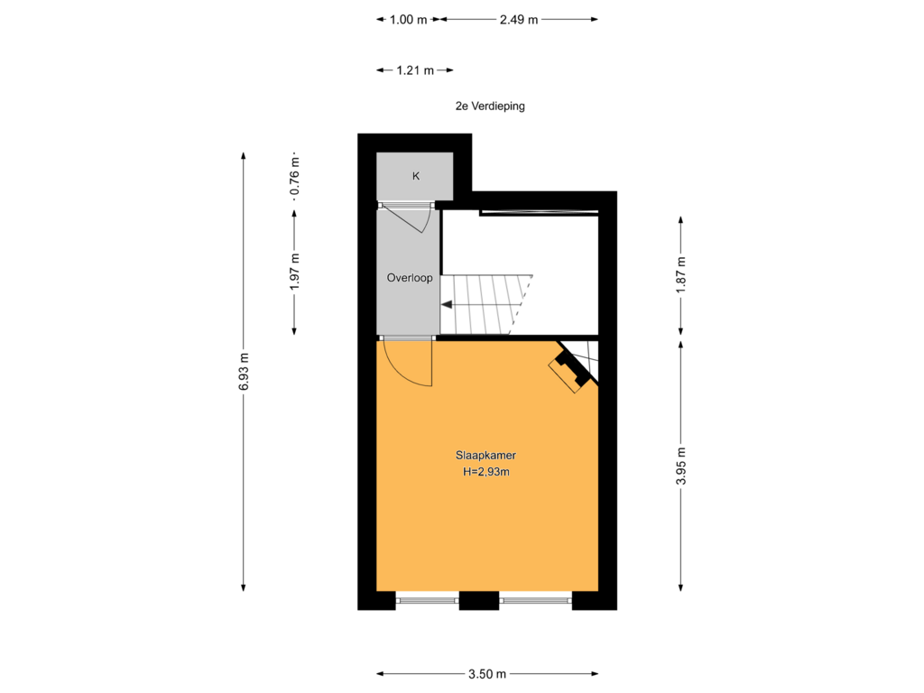 Bekijk plattegrond van 2e Verdieping van Weteringkade 78