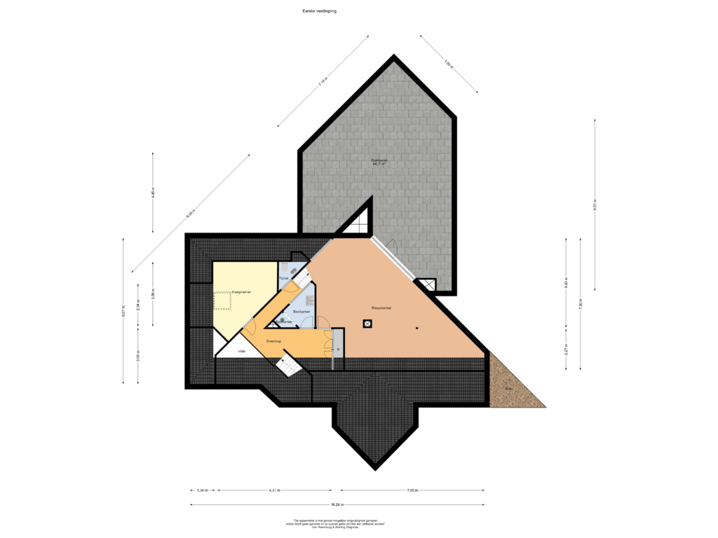 View floorplan of Eerste verdieping of Berg en Dalweg 34