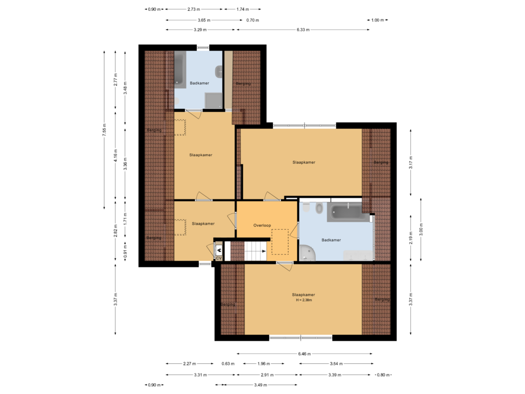 Bekijk plattegrond van Eerste verdieping van Katwoudestraat 3