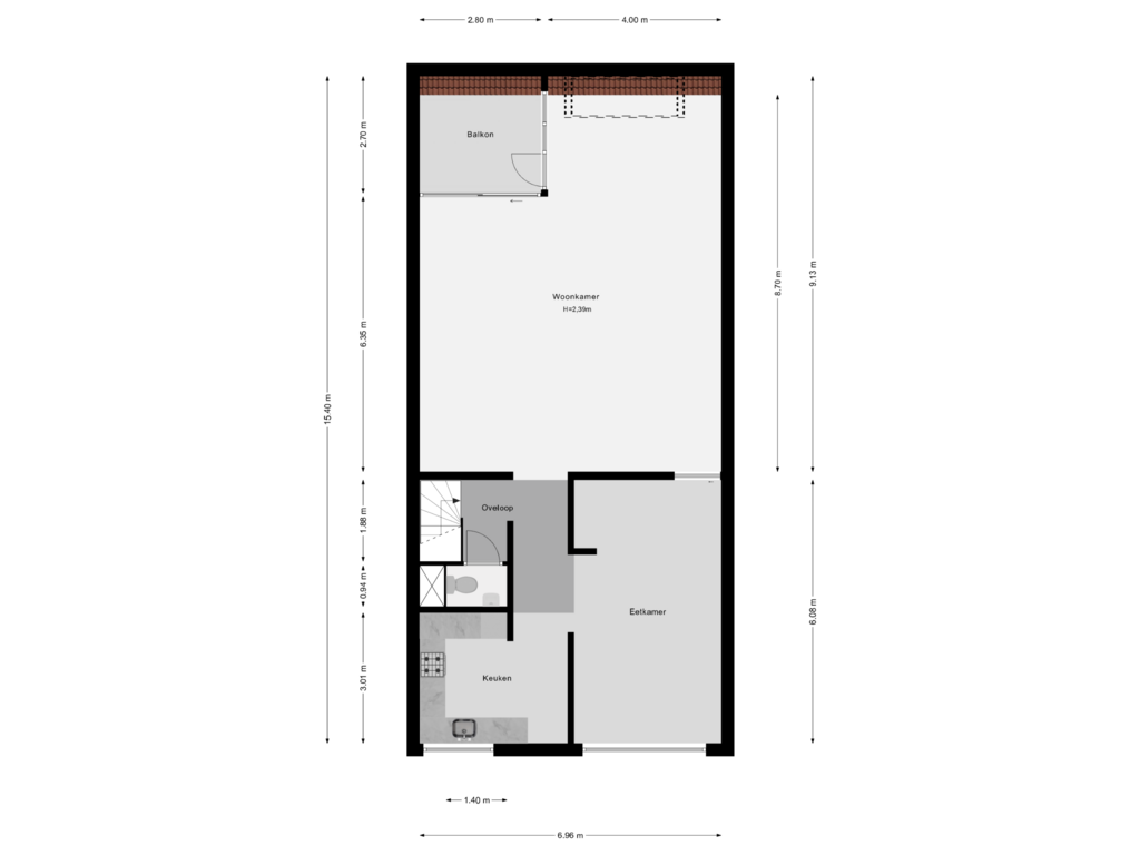 View floorplan of 1e Verdieping of Oosterkade 85