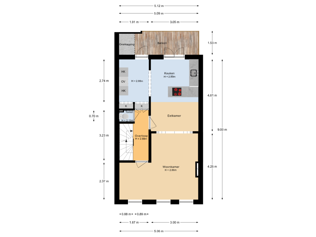 View floorplan of 1e verdieping of Havikstraat 12-BS