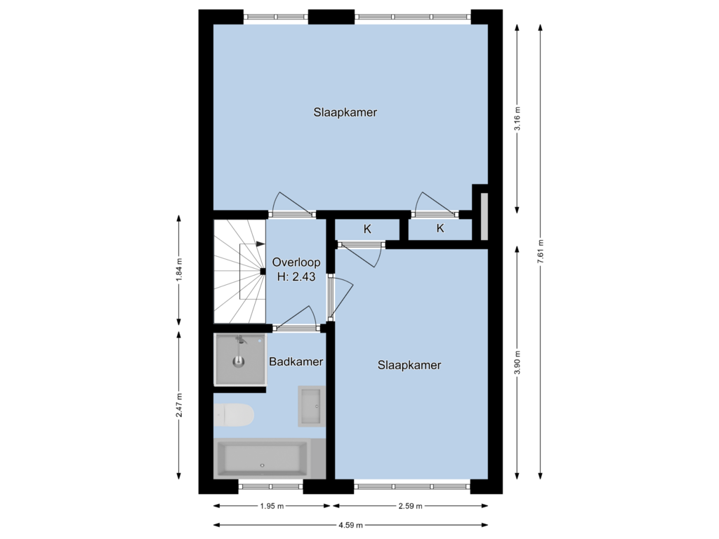 View floorplan of Eerste verdieping of Oude Loosdrechtseweg 49