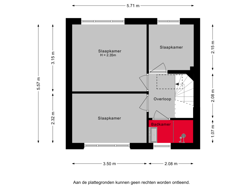 Bekijk plattegrond van 1e verdieping van Bilwijkerweg 45