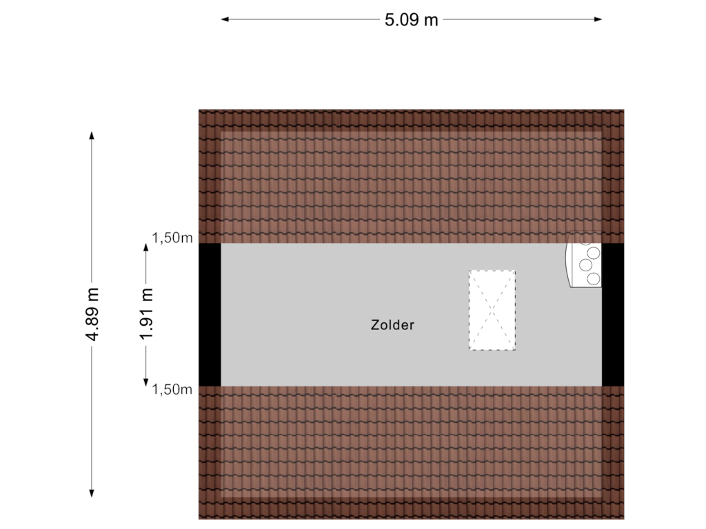 View floorplan of Zolder of Schrijnwerkersveste 38