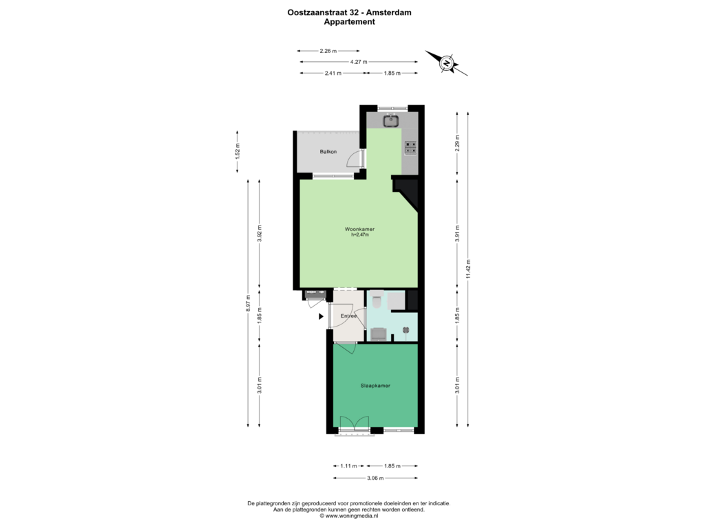 View floorplan of Appartement of Oostzaanstraat 32