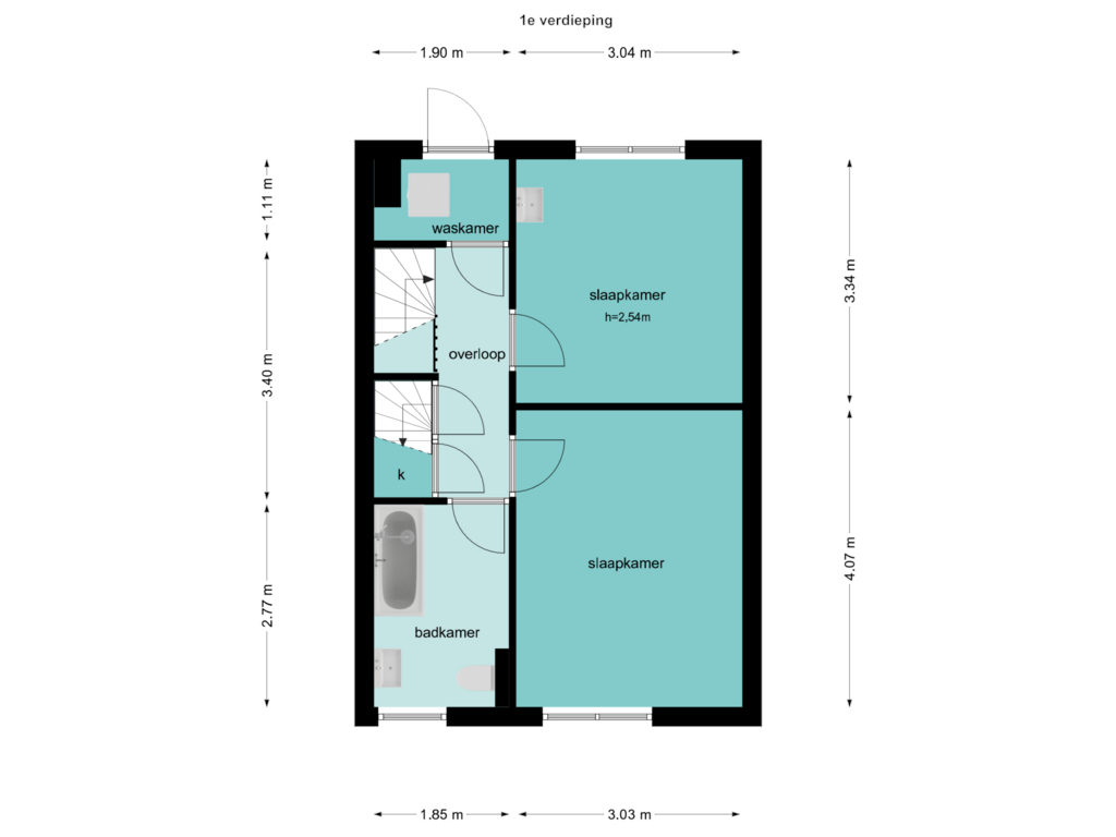 View floorplan of 1e of Zilvermeeuwstraat 14