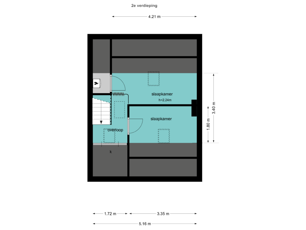 View floorplan of 2e of Zilvermeeuwstraat 14