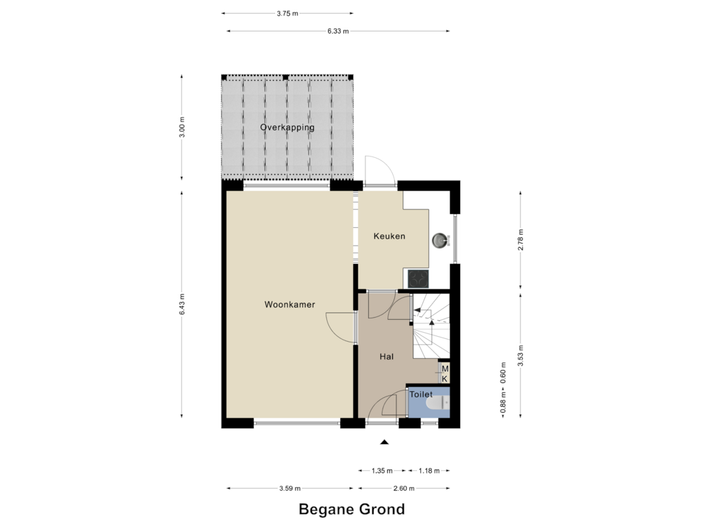 View floorplan of Begane Grond of Meidoornlaan 5