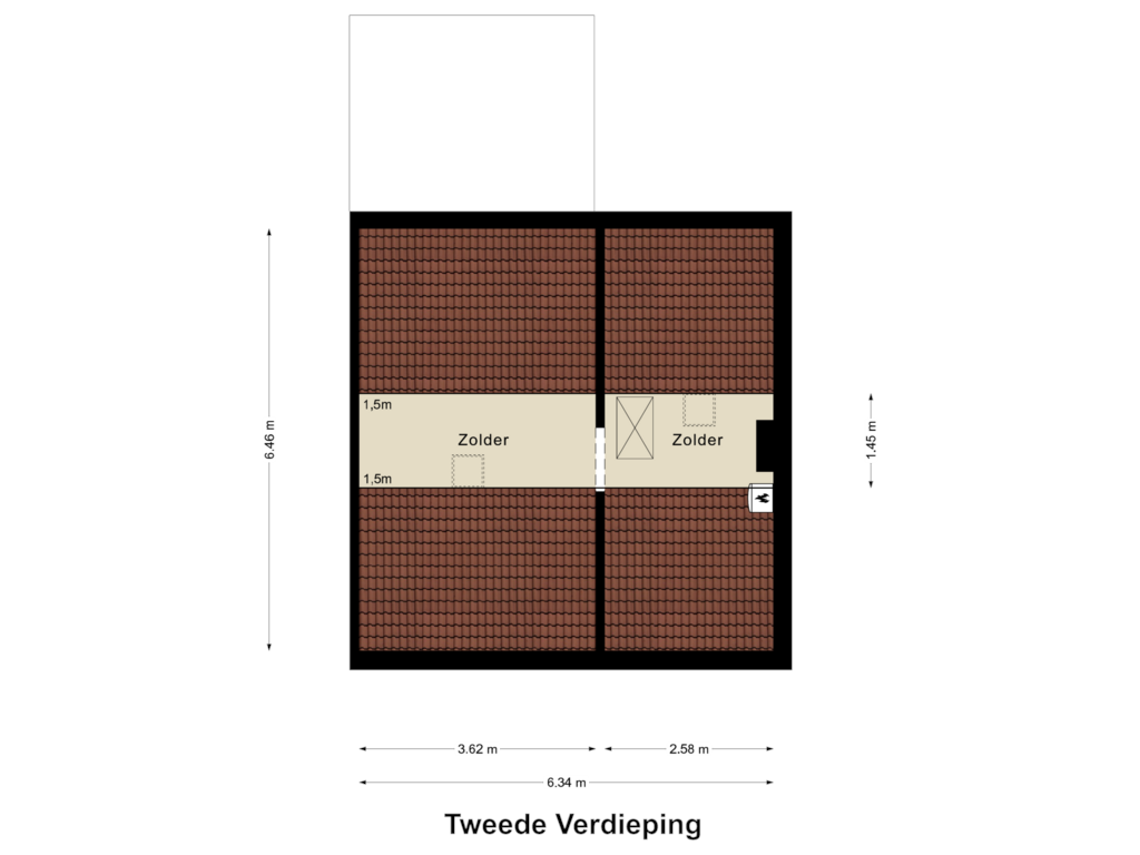 View floorplan of Tweede Verdieping of Meidoornlaan 5