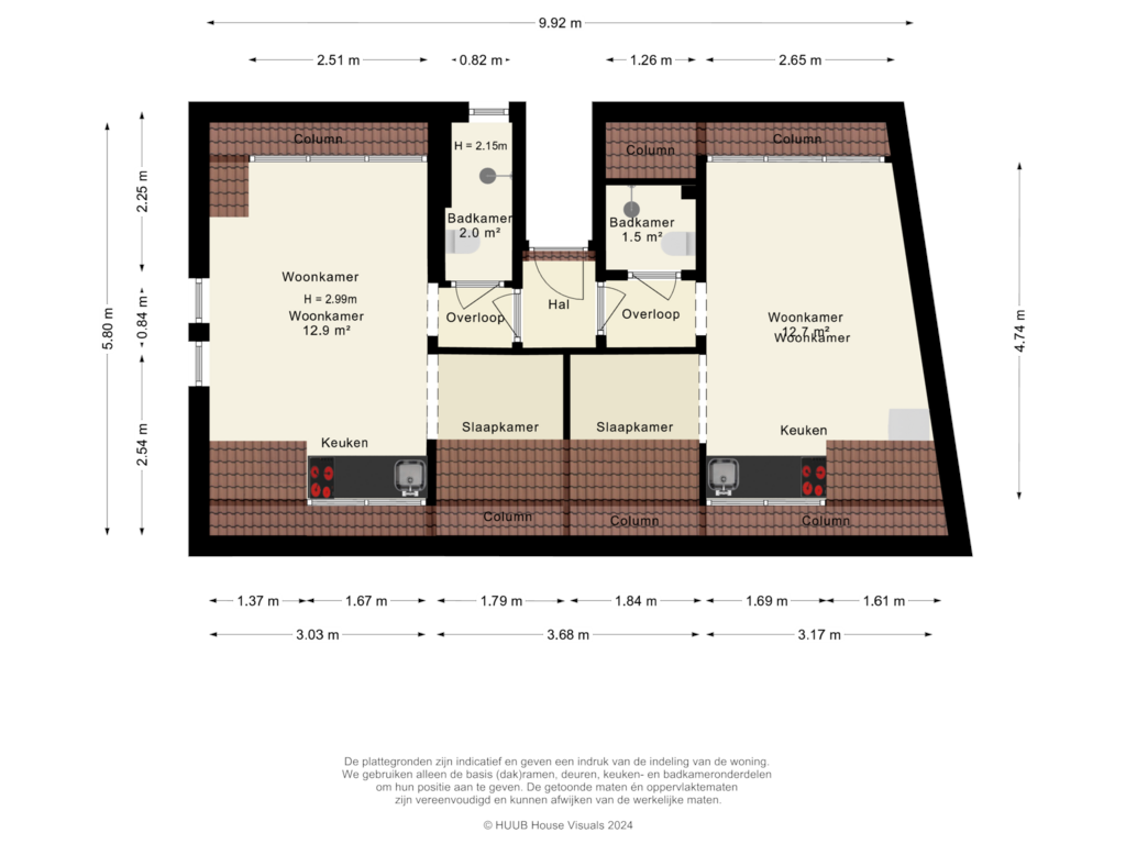 View floorplan of Tweede verdieping of Orthenseweg 43-B