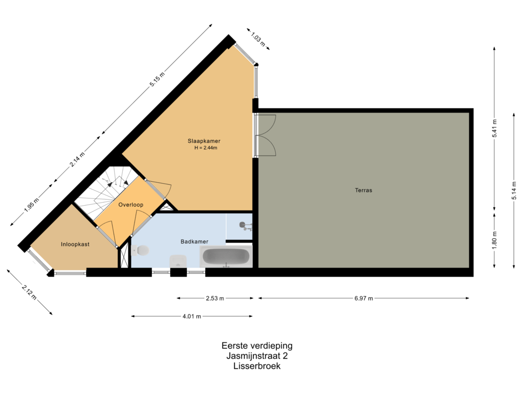 Bekijk plattegrond van Eerste verdieping van Jasmijnstraat 2