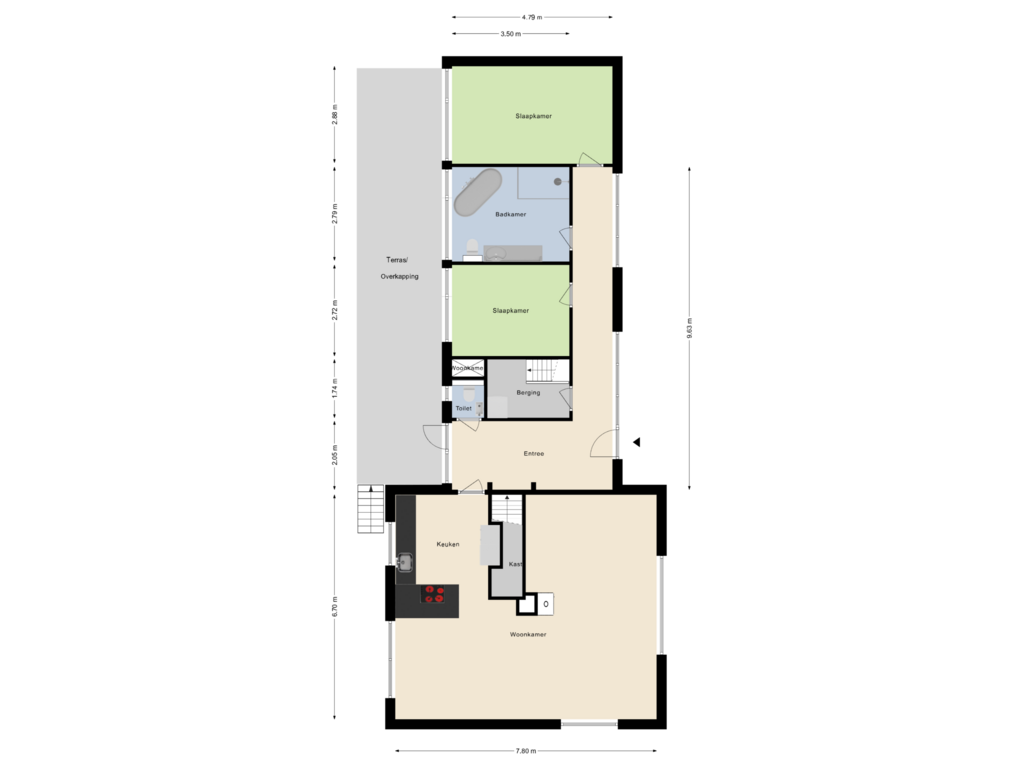 Bekijk plattegrond van Begane grond van Eikendreef 3