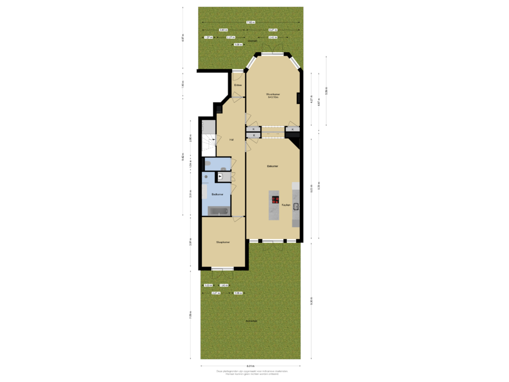 Bekijk plattegrond van Begane grond + Tuin van Beeklaan 522