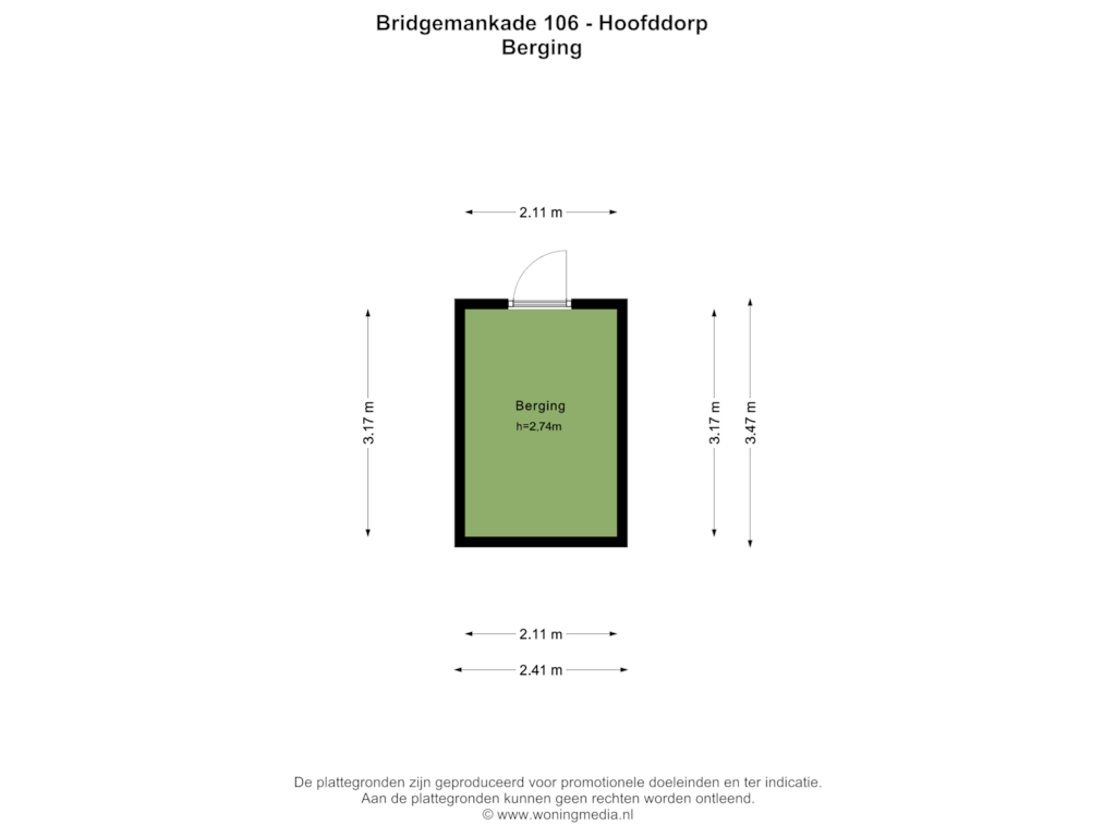 Bekijk plattegrond van Berging van Bridgemankade 106