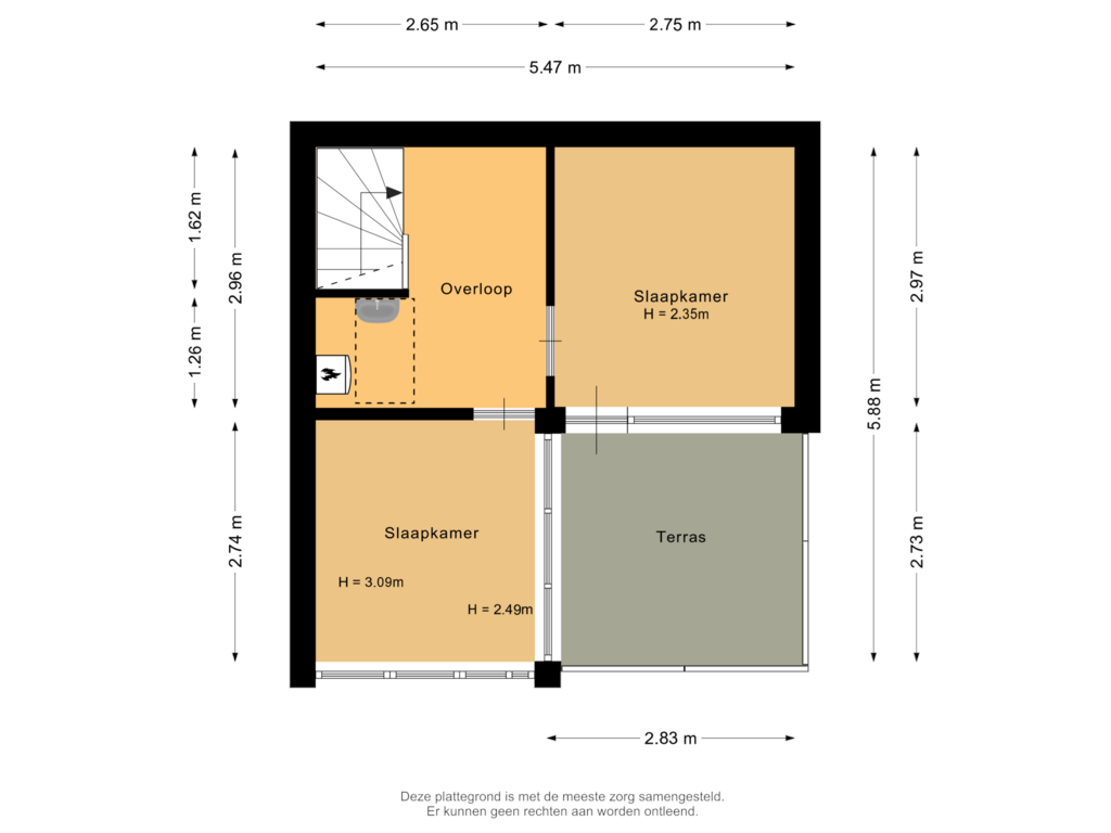 Bekijk plattegrond van Tweede verdieping van Erasmuslaan 1