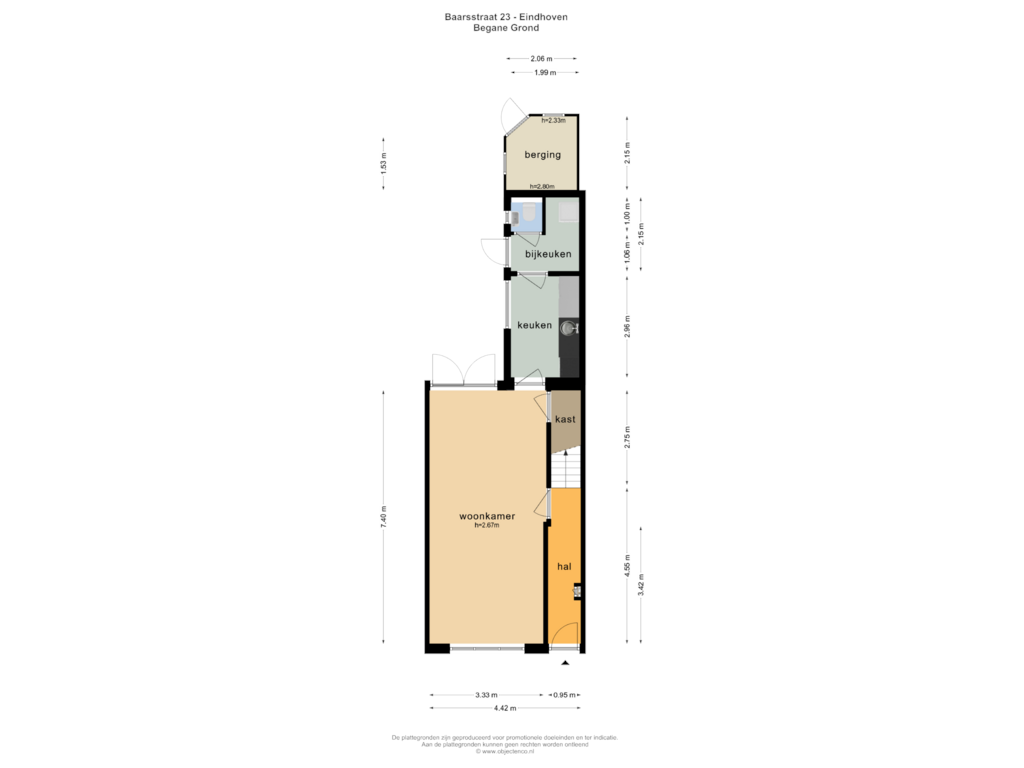 View floorplan of BEGANE GROND of Baarsstraat 23