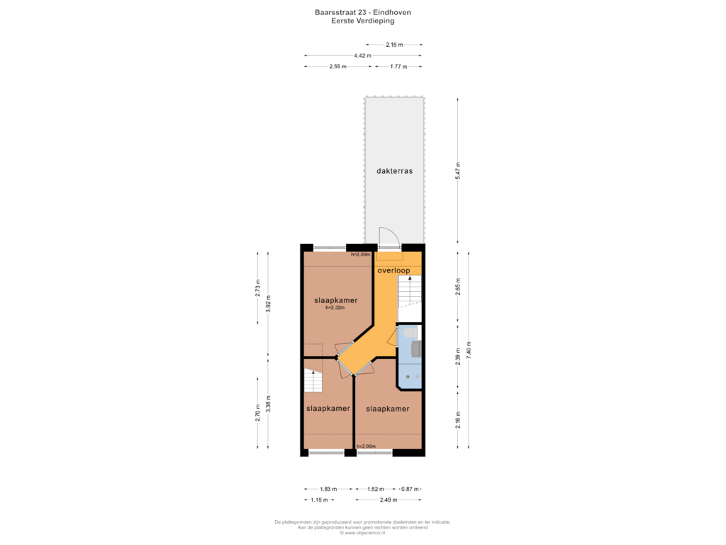 View floorplan of EERSTE VERDIEPING of Baarsstraat 23