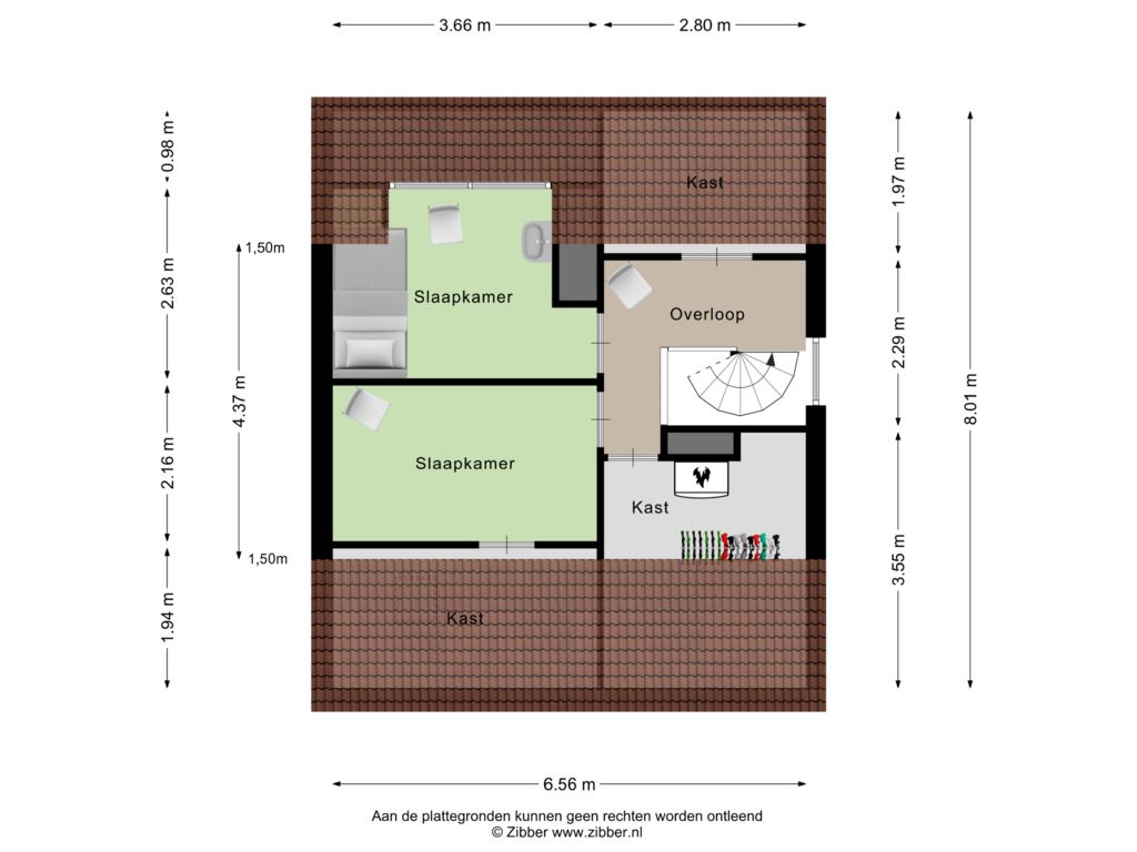 Bekijk plattegrond van Tweede Verdieping van Olde Blenkestraat 19