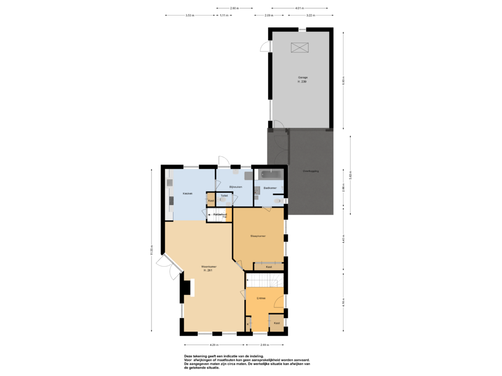 Bekijk plattegrond van Begane grond met garage van Streekweg 329