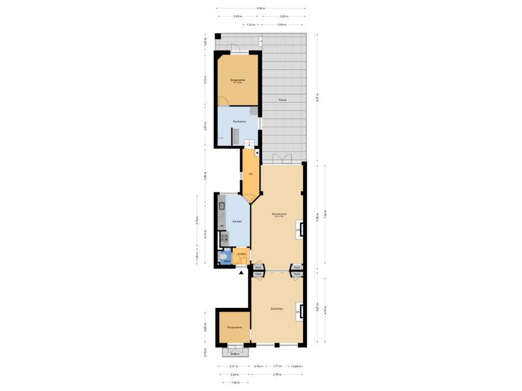 View floorplan of Appartement of Van Diemenstraat 192-A