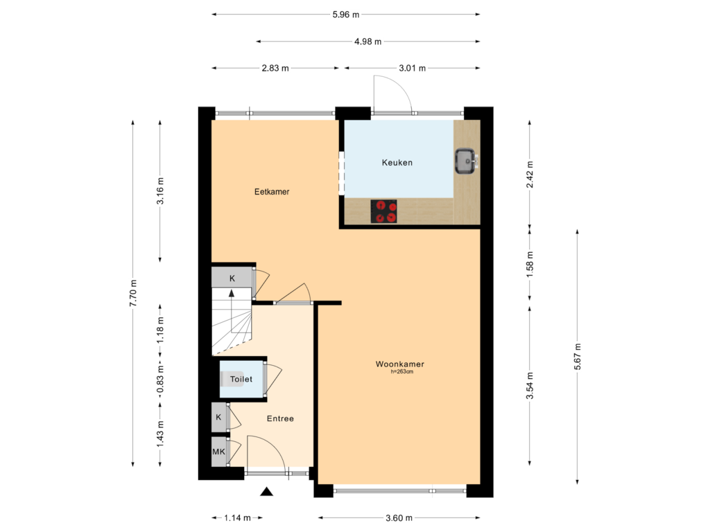 View floorplan of Begane Grond of Mozartstraat 16