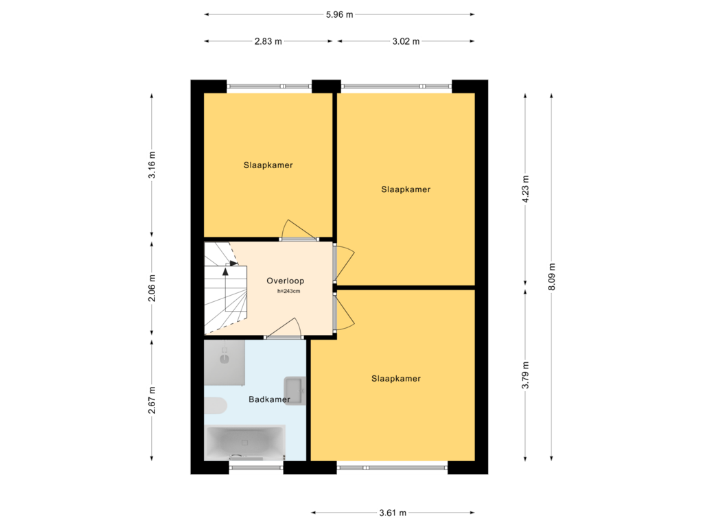 View floorplan of 1e Verdieping of Mozartstraat 16