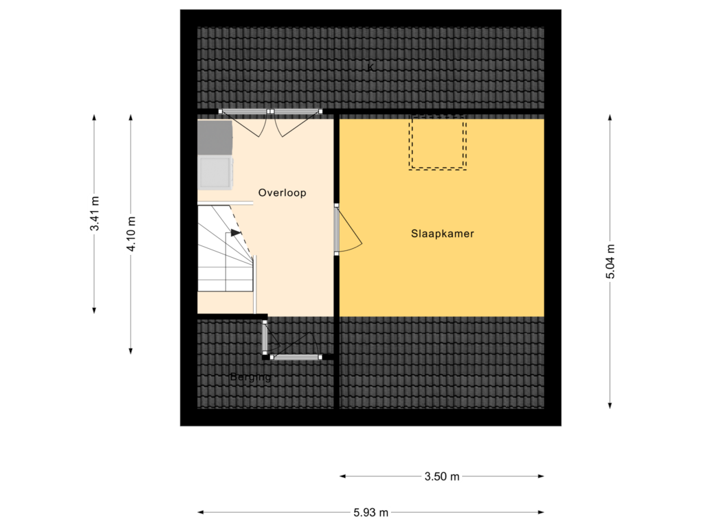 View floorplan of 2e Verdieping of Mozartstraat 16