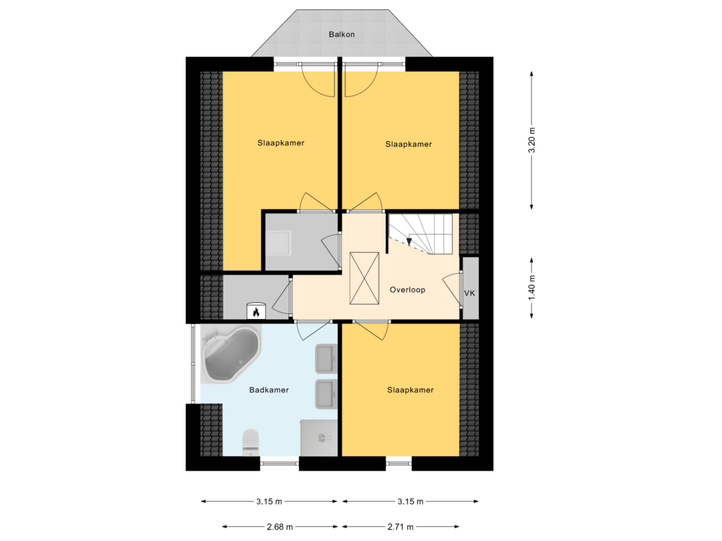 View floorplan of 1e Verdieping of Tjaskermolen 53