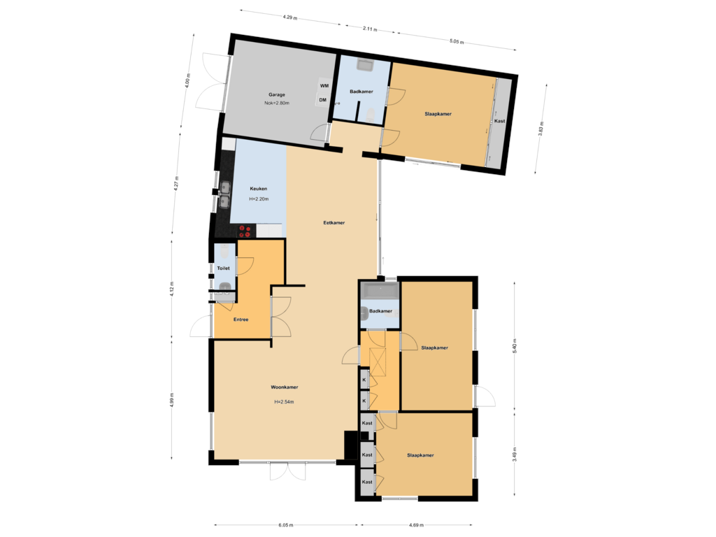 View floorplan of First floor of Burg. Van Tuyll-laan 4