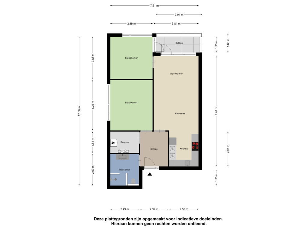 View floorplan of Appartement of Prins Bernhardstraat 54-D