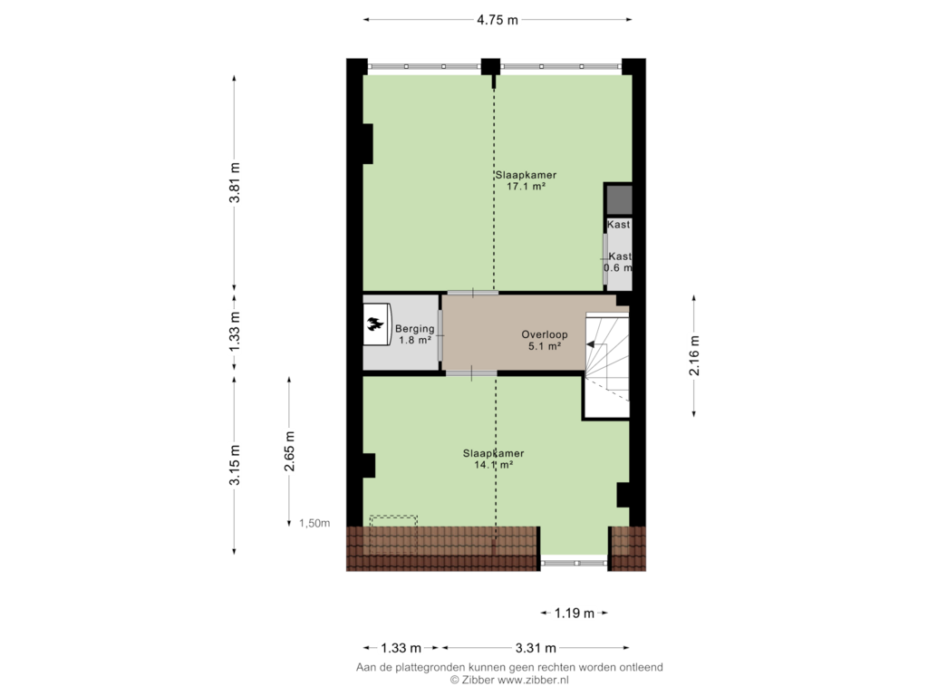 Bekijk plattegrond van Tweede verdieping van Kievitdwarsstraat 12