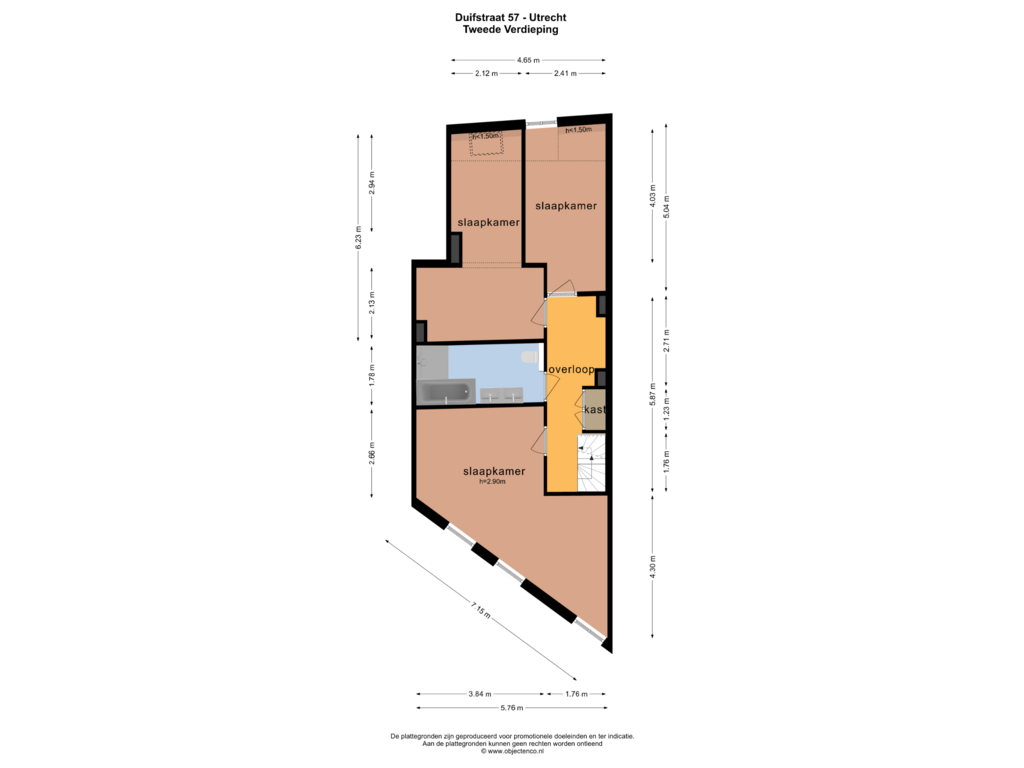 Bekijk plattegrond van TWEEDE VERDIEPING van Duifstraat 57