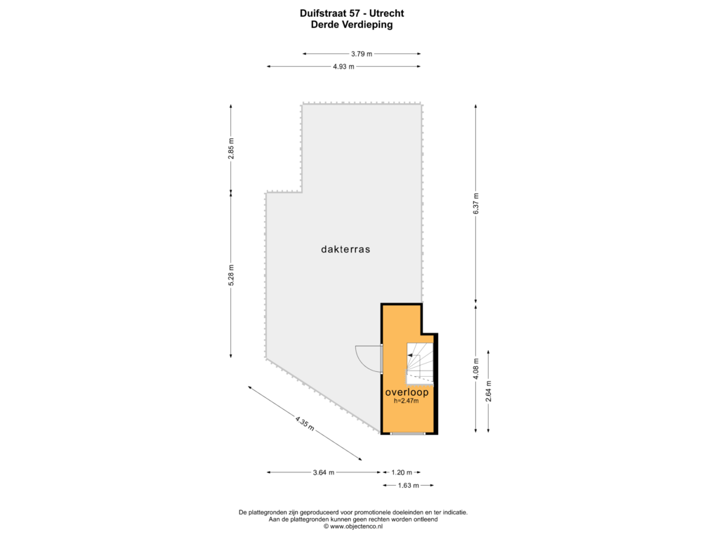 Bekijk plattegrond van DERDE VERDIEPING van Duifstraat 57