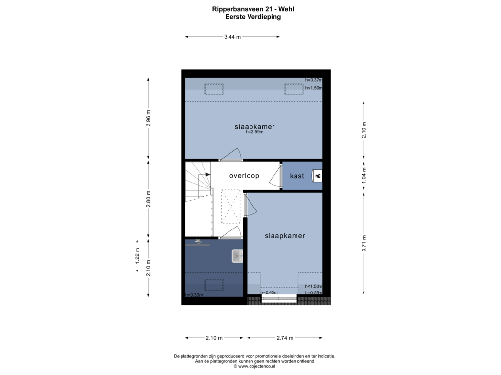 View floorplan of EERSTE VERDIEPING of Ripperbansveen 21