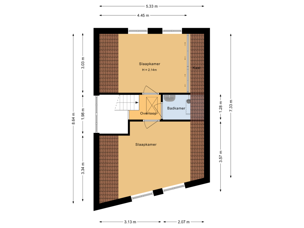 Bekijk plattegrond van Eerste verdieping van Hoogstraat 3