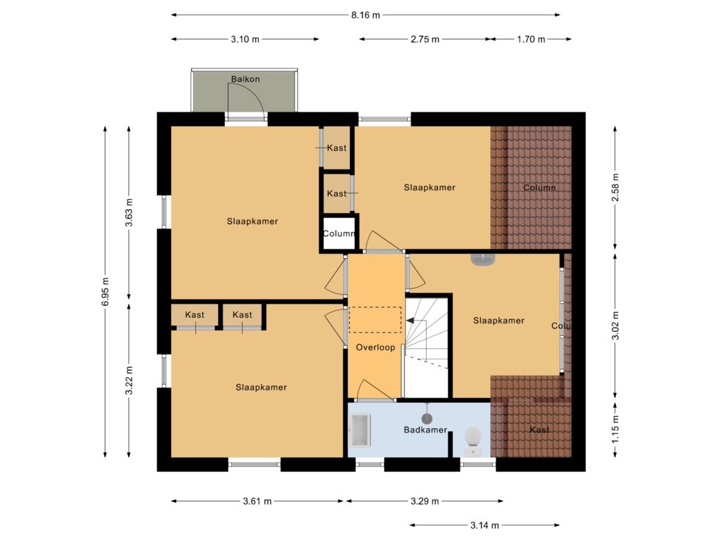 View floorplan of Eerste verdieping of Kerkweg 14