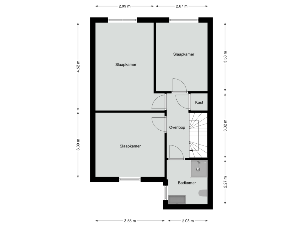 View floorplan of Eerste verdieping of Jupiterstraat 35