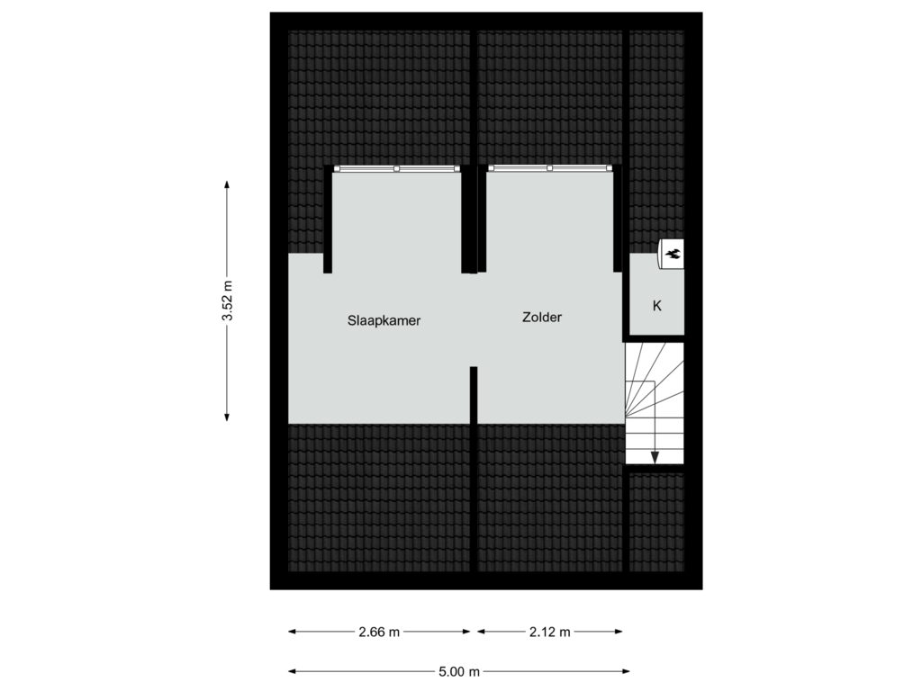 View floorplan of Tweede verdieping of Jupiterstraat 35