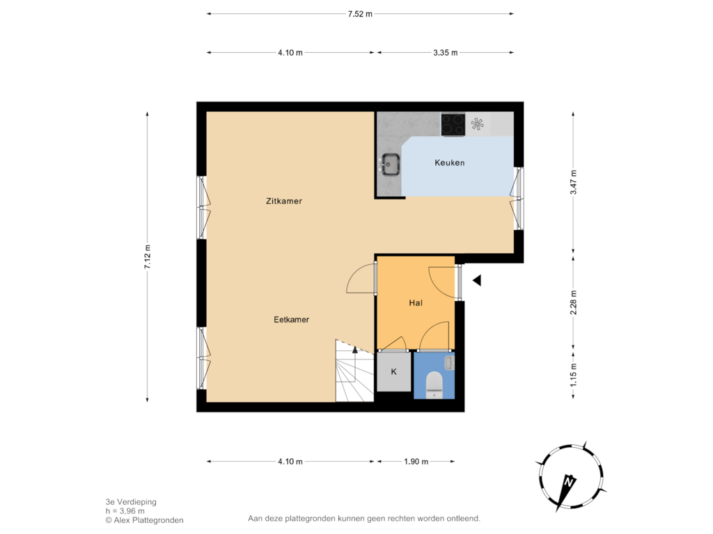 Bekijk plattegrond van 3e Verdieping van Oude Delft 21-B